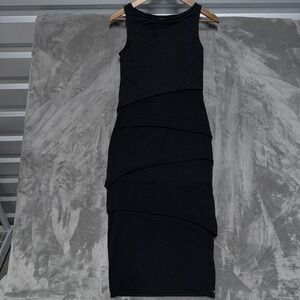 Neon Buddha Little Black Dress Womens XS Tiered Tank Midi Jersey Black